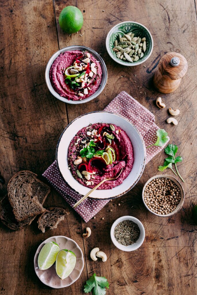 Beetroot hummus with Indian spices