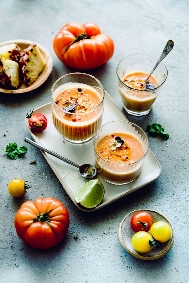 Tomato, pineapple & Coriander gazpacho